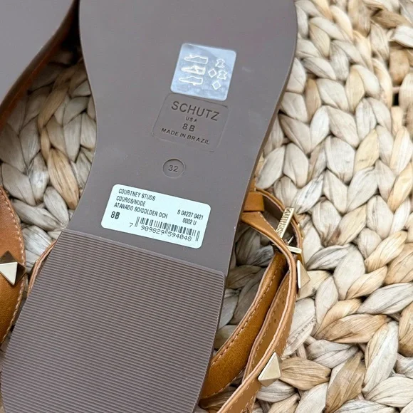 SCHUTZ Courtney studded flat genuine leather sandals - Picture 7 of 9